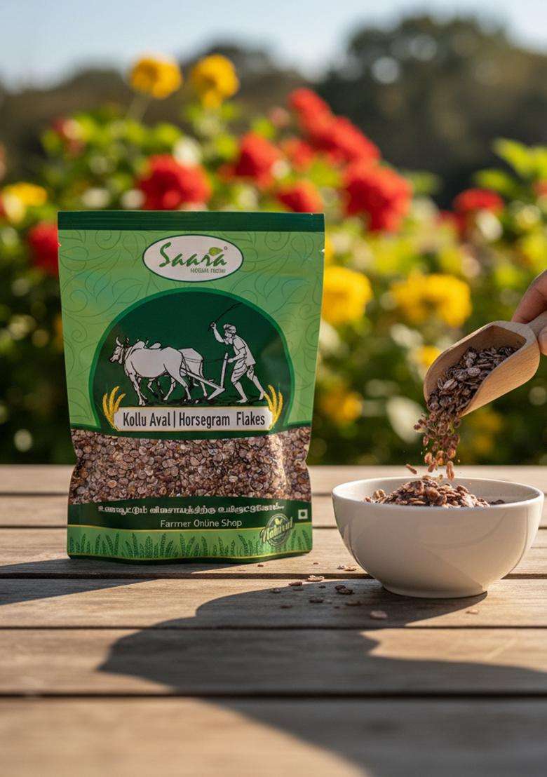 Vs Products Kollu Flakes (Horse Gram Flakes) | Traditional South Indian Millet Aval | Healthy Breakfast Option | 500G - Indya