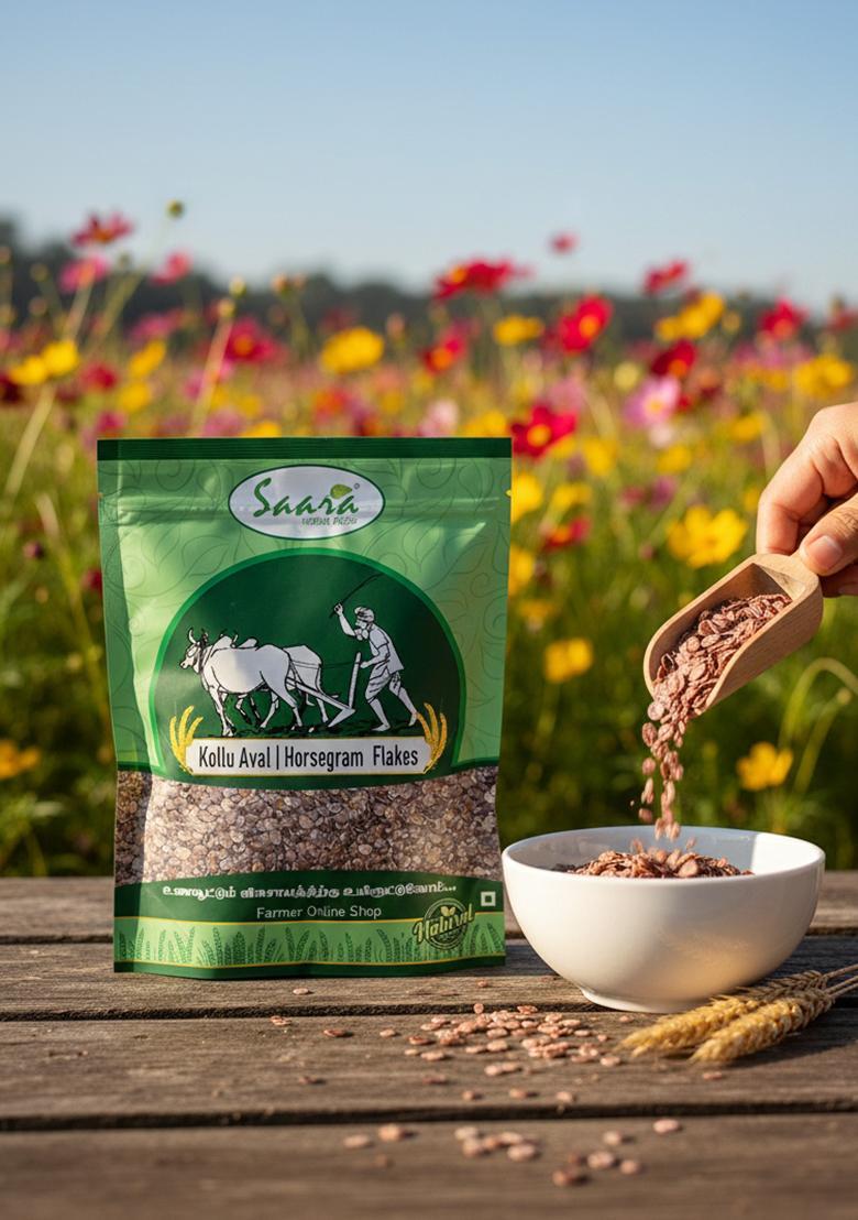 Vs Products Horse Gram Flakes 500Gm | White Horse Gram Flakes | Traditional Poha