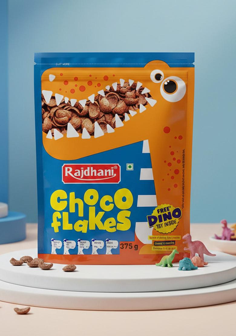 Rajdhani Chocoflakes | Crunchy Chocolate Coated Flakes | Ready-To-Eat Breakfast Cereal | 375G Pack