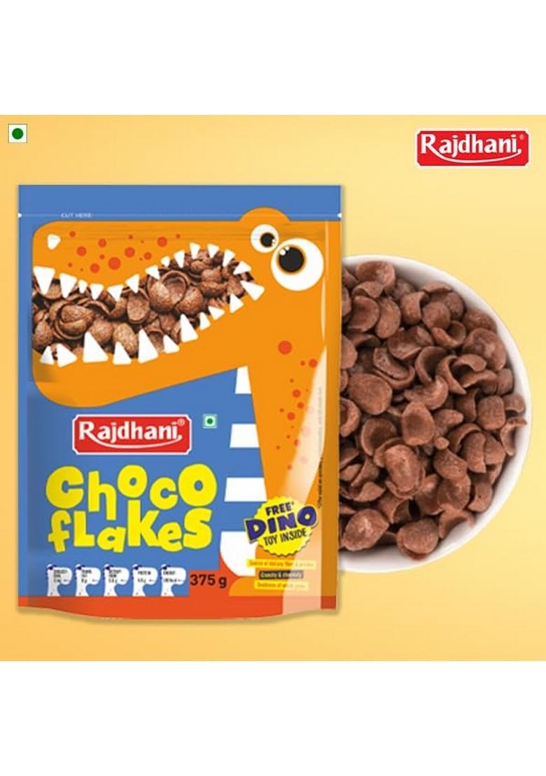 Rajdhani Chocoflakes | Crunchy Chocolate Coated Flakes | Ready-To-Eat Breakfast Cereal | 375G Pack