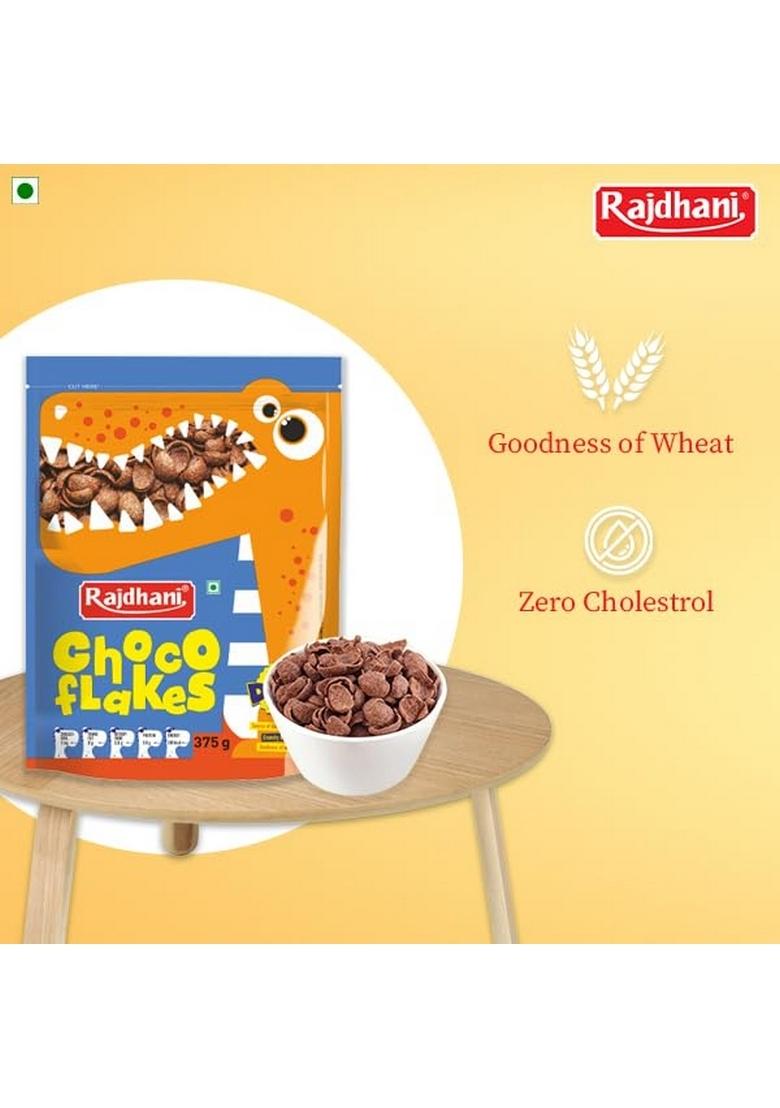 Rajdhani Chocoflakes | Crunchy Chocolate Coated Flakes | Ready-To-Eat Breakfast Cereal | 375G Pack