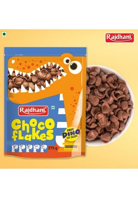 Rajdhani Chocoflakes | Crunchy Chocolate Coated Flakes | Ready-To-Eat Breakfast Cereal | 375G Pack