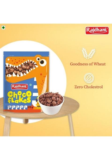 Rajdhani Chocoflakes | Crunchy Chocolate Coated Flakes | Ready-To-Eat Breakfast Cereal | 375G Pack
