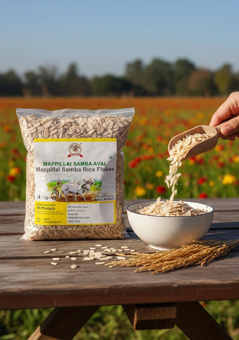 Vs Products Mappillai Samba Rice Flakes 300G, Mappillai Samba Aval (Poha) Rice Flakes For Breakfast | Cereal Flakes, 300G