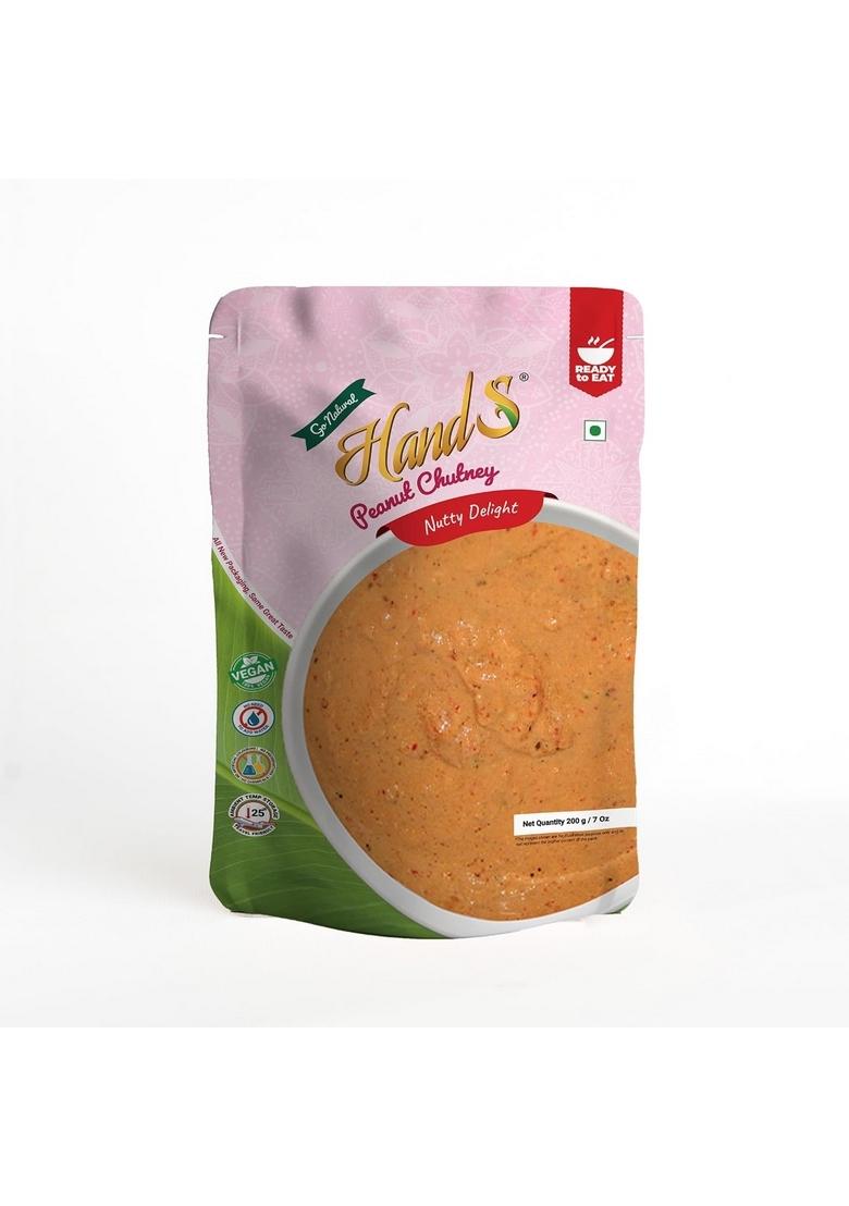 Hands Organic Instant Fresh Peanut Chutney | Ready-To-Mix | No Preservatives | Vegan & Gluten-Free | South Indian Style Podi Chutney 200G X 2 Pack