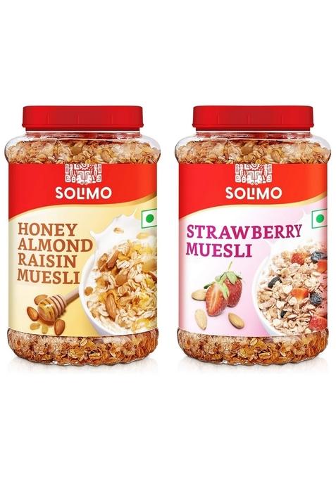 Amazon Brand Solimo - Strawberry Muesli 1Kg & Amazon Brand Solimo - Honey And Raisin Muesli 1Kg