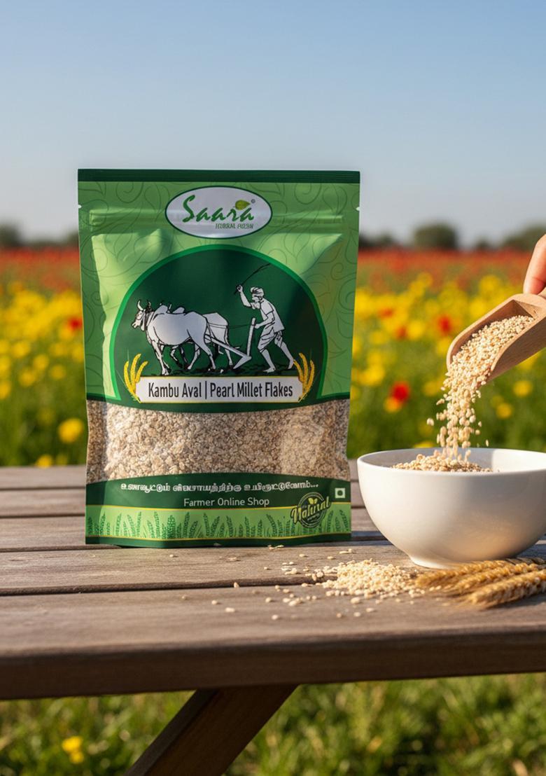 Vs Products Pearl Millet Flakes, 250G, Kambu Aval, Millet Flakes For Healthy Breakfast, 250G