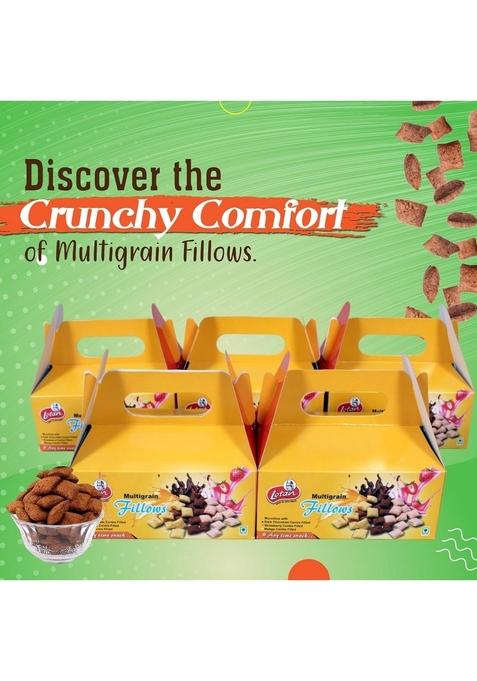 Lotan Multigrain Fillows Breakfast Cereal | 100Gm | Chocolate, Strawberry, Mango & Multi Flavour Burst | Crunchy From Outside Soft From Inside | Any Time Snacks