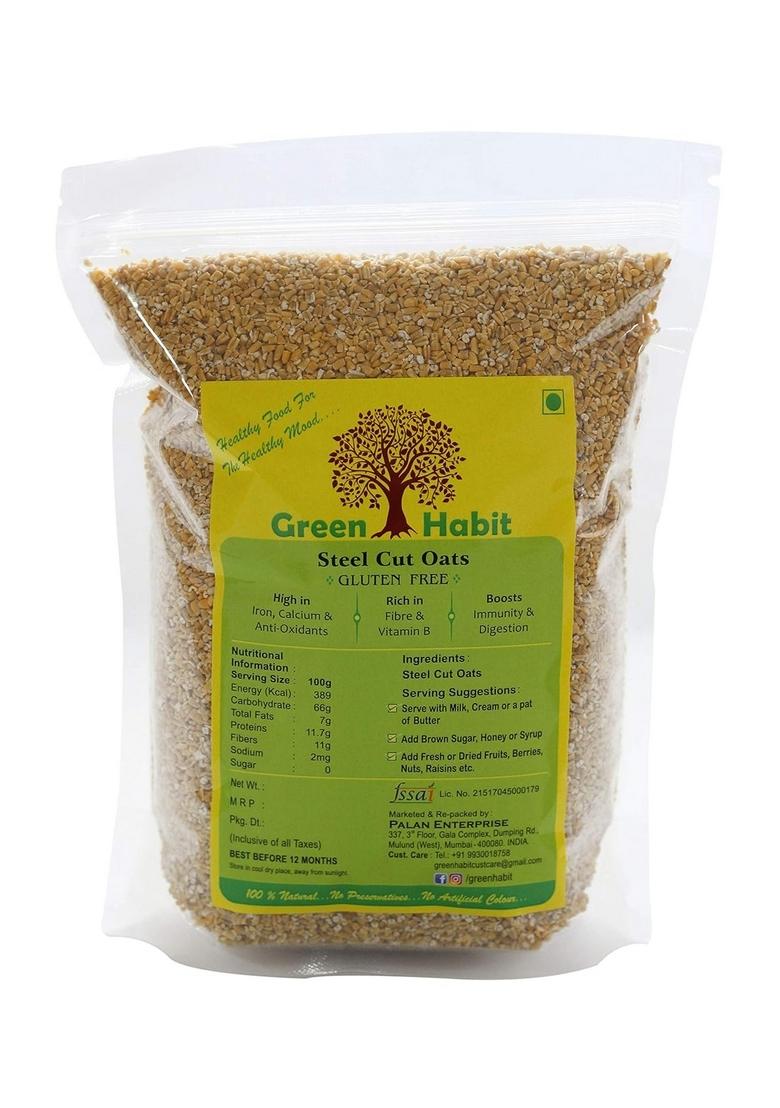 Greenhabit Oats 500Gm * 2 (Rolled Oats 500Gm & Steel Cut Oats 500Gm), Gluten Free Oats For Weight Loss