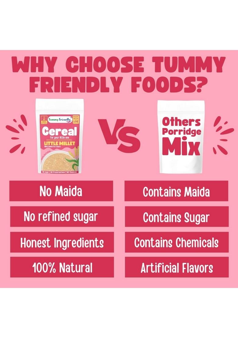 Tummyfriendly Foods Little Millet Cereal For Baby Toddler Kids 2 Year Old | Baby Food For 2+ Year Old | Maximum Nutrition From Real Food. Available In Trial Baby Packs Too. 400G, (100G Each Pack)