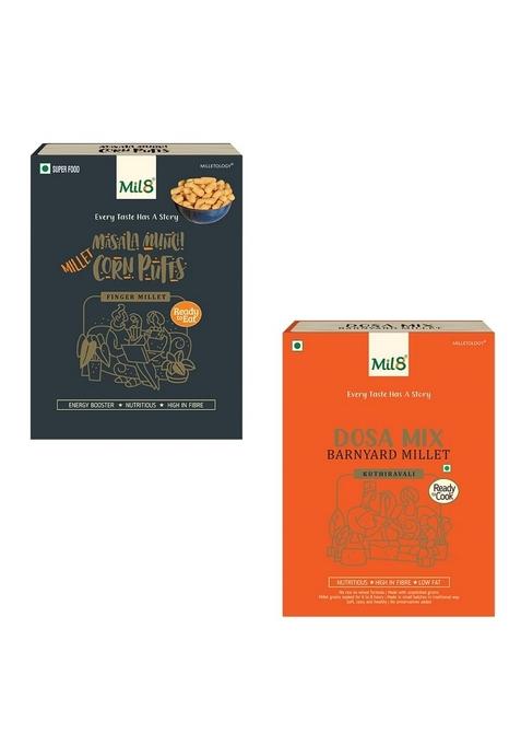 Mil8 Corn Puffs Masala & Dosamix Barnyard Millet Combo (30Gram-300Gram) Nutritious, Delicious And Healthy Breakfast Solution