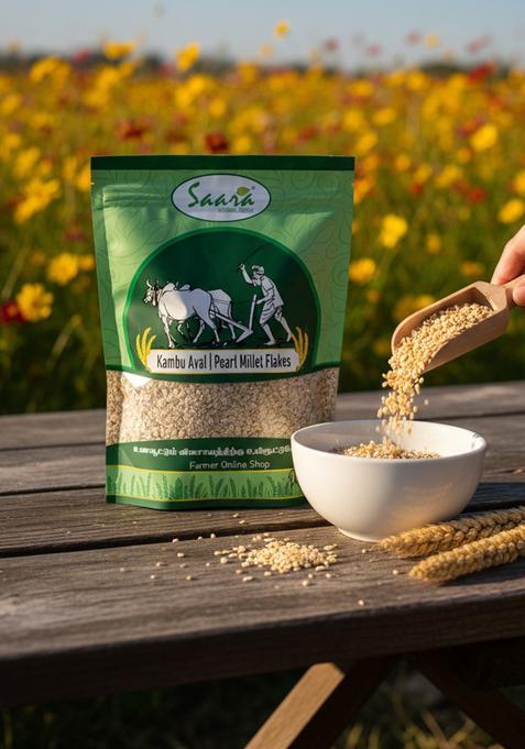 Vs Products Bajra Flakes,250G, Pearl Millet Poha, Sajje Poha, Bajra Flakes For Breakfast, 250G