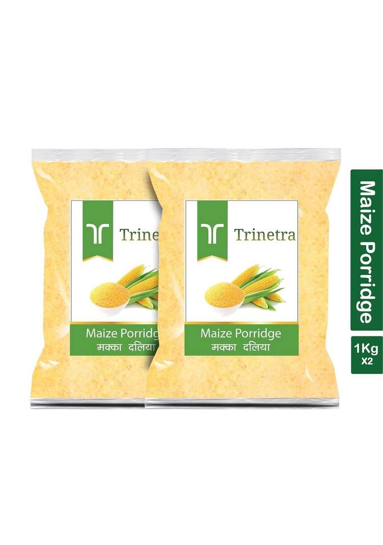 Trinetra Makka Daliya | High-Fiber Corn Cereal For Energy & Vitamin B12 | 2Kg (2 X 1Kg) - Indya