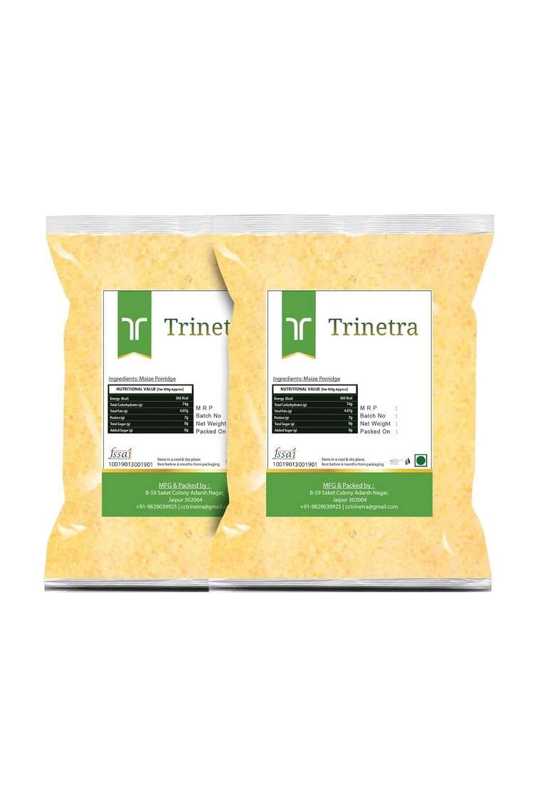 Trinetra Makka Daliya | High-Fiber Corn Cereal For Energy & Vitamin B12 | 2Kg (2 X 1Kg) - Indya
