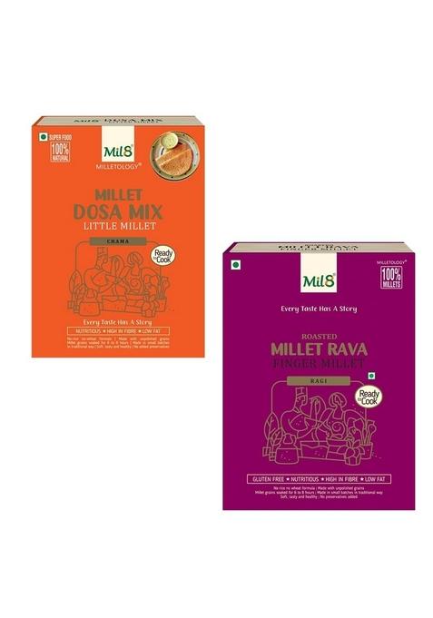 Dosamix Little & Rava Finger Millet Combo (300Gram-300Gram) Nutritious, Delicious And Healthy Breakfast Solution