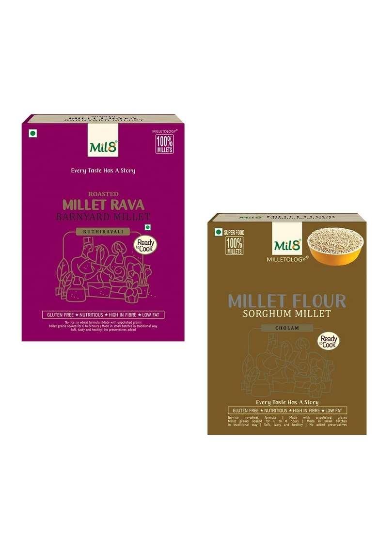 Mil8 Rava Barnyard & Flour Sorghum Millet Combo (300Gram-300Gram) Nutritious, Delicious And Healthy Breakfast Solution - Indya