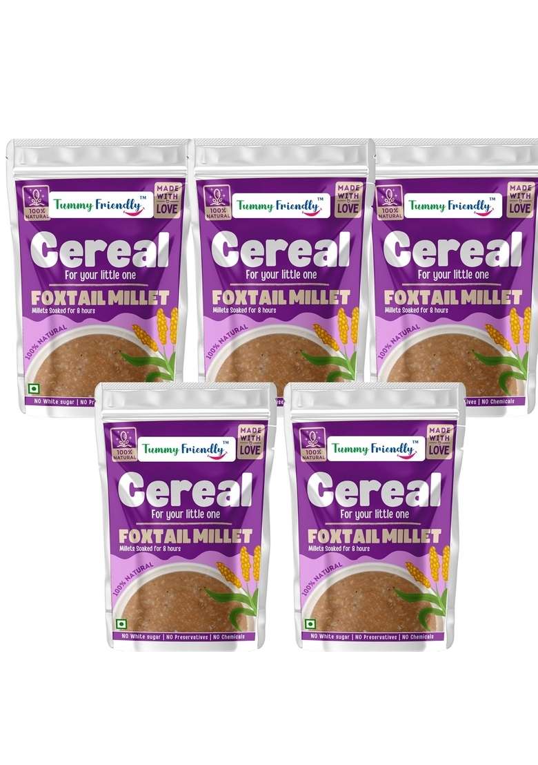Tummyfriendly Foods Foxtail Millet Cereal For Baby Toddler Kids 2 Year Old | Baby Food For 2+ Year Old | Maximum Nutrition From Real Food. Available In Trial Baby Packs Too. 500G, (100G Each Pack) - Indya