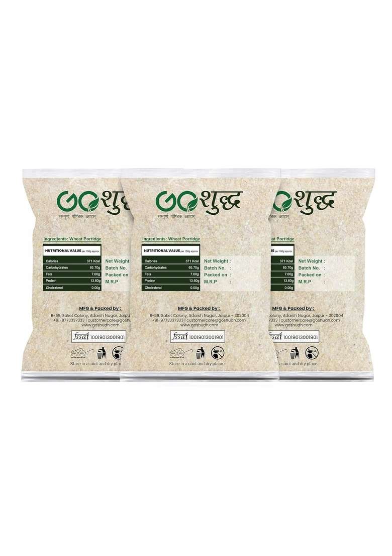 Goshudh Gehun Daliya (Wheat Porridge)| 500Gm Each (Pack Of 3)| Combo Offer|Cold Grinded With All Essential Nutrients| Artificial Flavors Or Colours | Immunity Booster|Improves Metabolism| Healthy & Fibre Rich - Indya