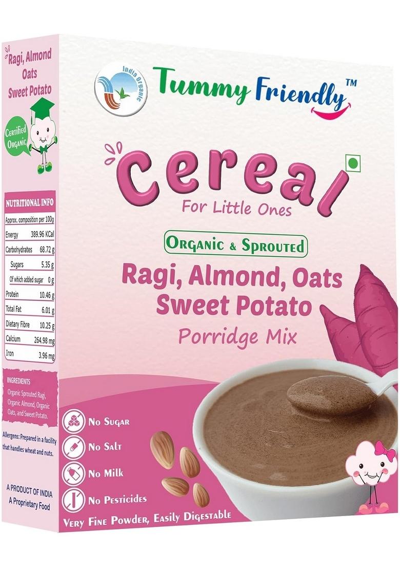 Tummyfriendly Foods Certified Organic Sprouted Ragi, Almonds, Oats, Sweet Potato And Organic Multi Grain Porridge Mix | Ragi, Almond Cereal Organic Baby Food For 8 Month Baby | 200G, 2 Packs
