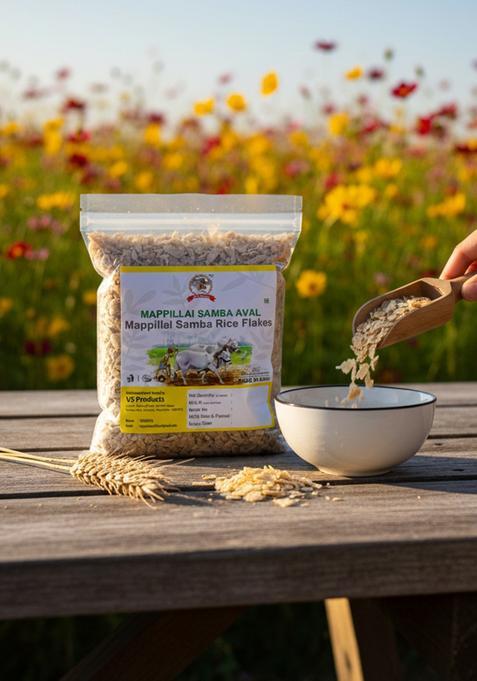 Vs Products Mappillai Samba Rice Flakes 400G, Mappillai Samba Aval (Poha) Rice Flakes For Breakfast | Cereal Flakes, 400G