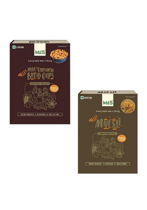 Mil8 Bread Chips Milk And Cardamom & Muesli Combo (40Gram-100Gram) Nutritious, Delicious And Healthy Breakfast Solution