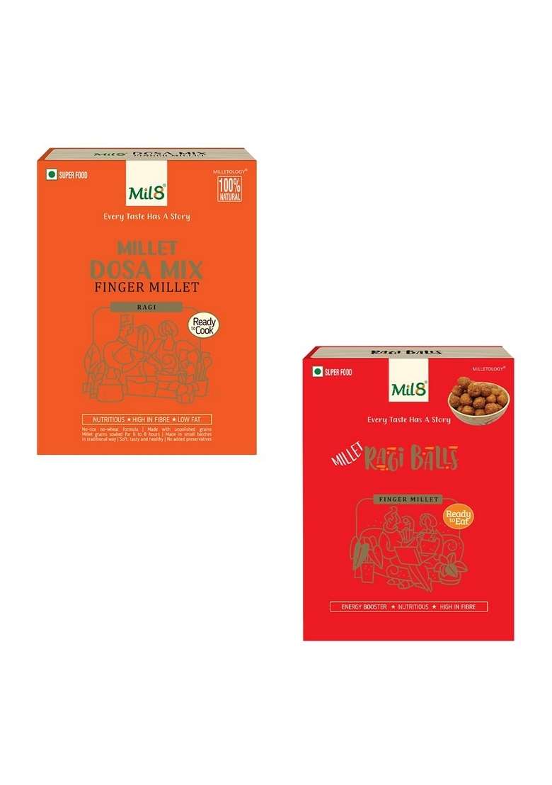 Dosamix Finger & Ragi Balls Combo (300Gram-40Gram) Nutritious, Delicious And Healthy Breakfast Solution - Indya