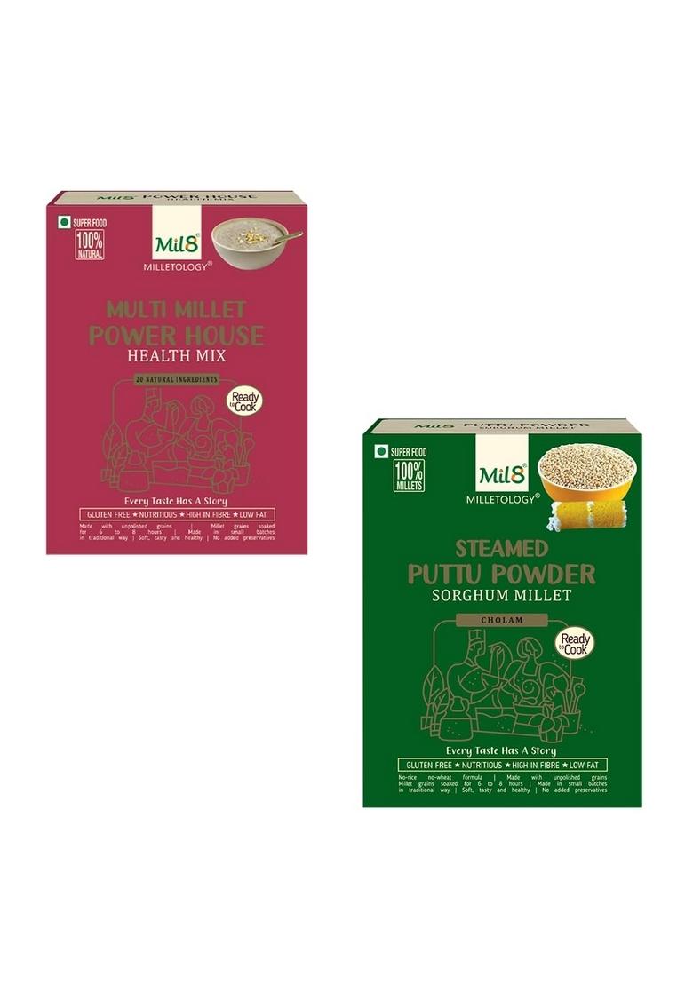 Health Mix Powerhouse & Puttu Powder Sorghum Millet Combo (300Gram-300Gram) Nutritious, Delicious And Healthy Breakfast Solution