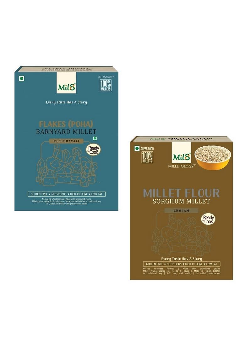 Flakes (Aval) Barnayard & Flour Sorghum Millet Combo (200Gram-300Gram) Nutritious, Delicious And Healthy Breakfast Solution
