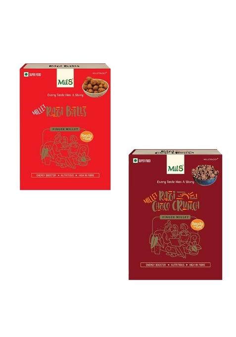 Mil8 Ragi Balls & Ragi Choco Crunch Combo (40Gram-80Gram) Nutritious, Delicious And Healthy Breakfast Solution