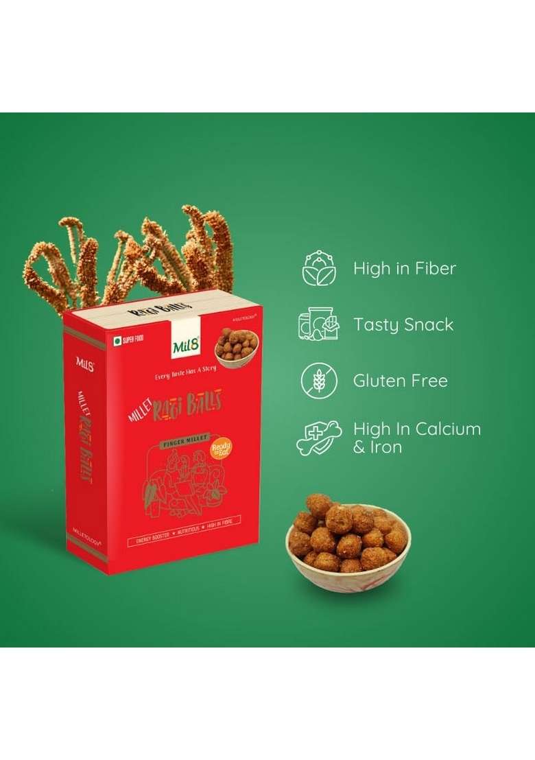 Mil8 Ragi Balls & Bread Chips Mint Combo (40Gram-40Gram) Nutritious, Delicious And Healthy Breakfast Solution - Indya
