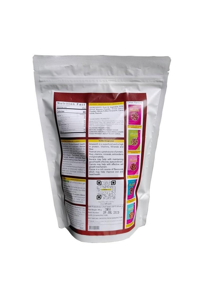 Thenibblebox Amaranth Millet Cereal (Chocolate) 300G, No Added Sugar. All Natural. Vegan.