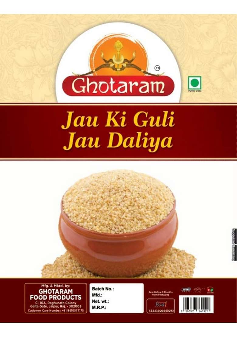 Ghotaram Organic Cracked Jau | Broken Barli Barley Daliya Porridge Fiber-Rich Guli Rabdi, Healthy Stone Ground Pearl Barli/Javvu/Sprouted Jau Javi/Barli Barley Porridge-240G - Indya