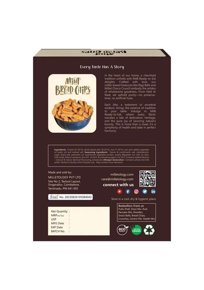 Mil8 Bread Chips Mint & Flakes (Aval) Finger Millet Combo (40Gram-200Gram) Nutritious, Delicious And Healthy Breakfast Solution - Indya