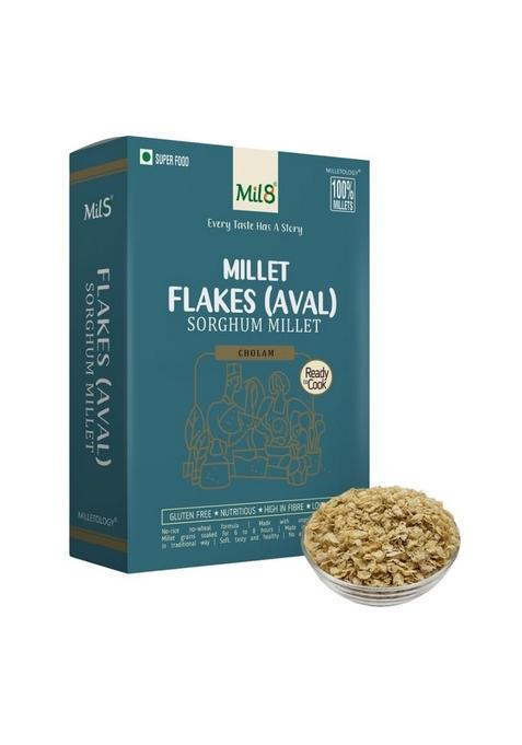 Mil8 Sorghum Millet Flakes (Aval) - 200G| Tasty And Energy-Packed | Nutritious Jowar/Durra/Broomcorn/Guinea Corn/Imphee/Milo Aval | Ready To Cook | Healthy Breakfast | Pack Of 4