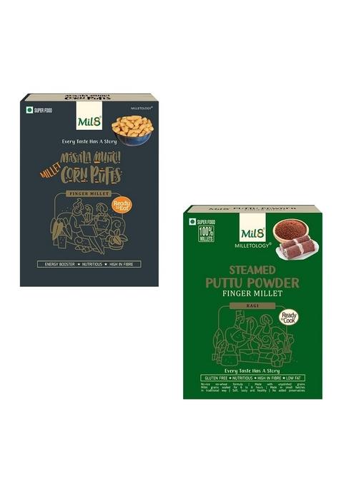 Corn Puffs Masala & Puttu Powder Finger Millet Combo (30Gram-300Gram) Nutritious, Delicious And Healthy Breakfast Solution