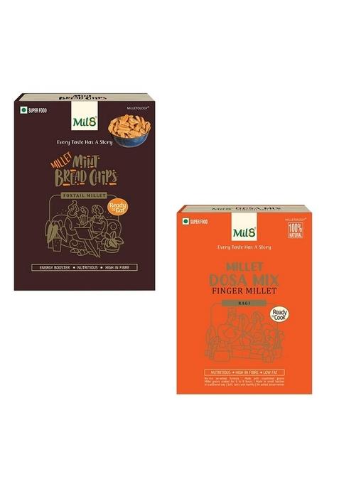 Mil8 Bread Chips Mint & Dosamix Finger Millet Combo (40Gram-300Gram) Nutritious, Delicious And Healthy Breakfast Solution