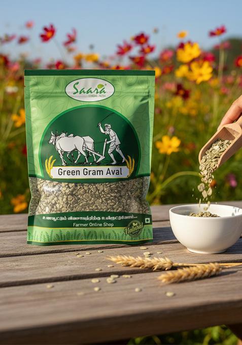 Vs Products Moong Dal Aval – Natural Flattened Green Gram – 500G Pouch