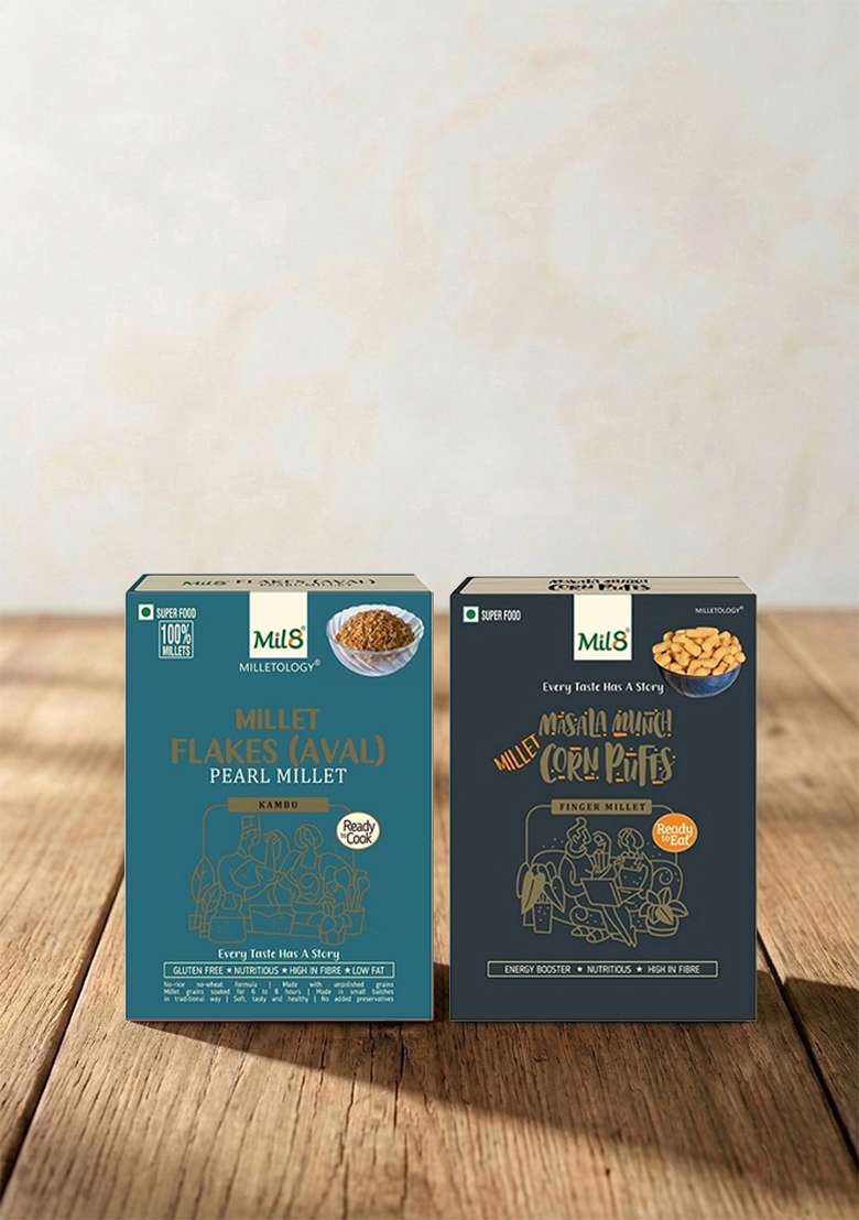 Mil8 Flakes (Aval) Pearl & Corn Puffs Masala Combo (200Gram-30Gram) Nutritious, Delicious And Healthy Breakfast Solution - Indya