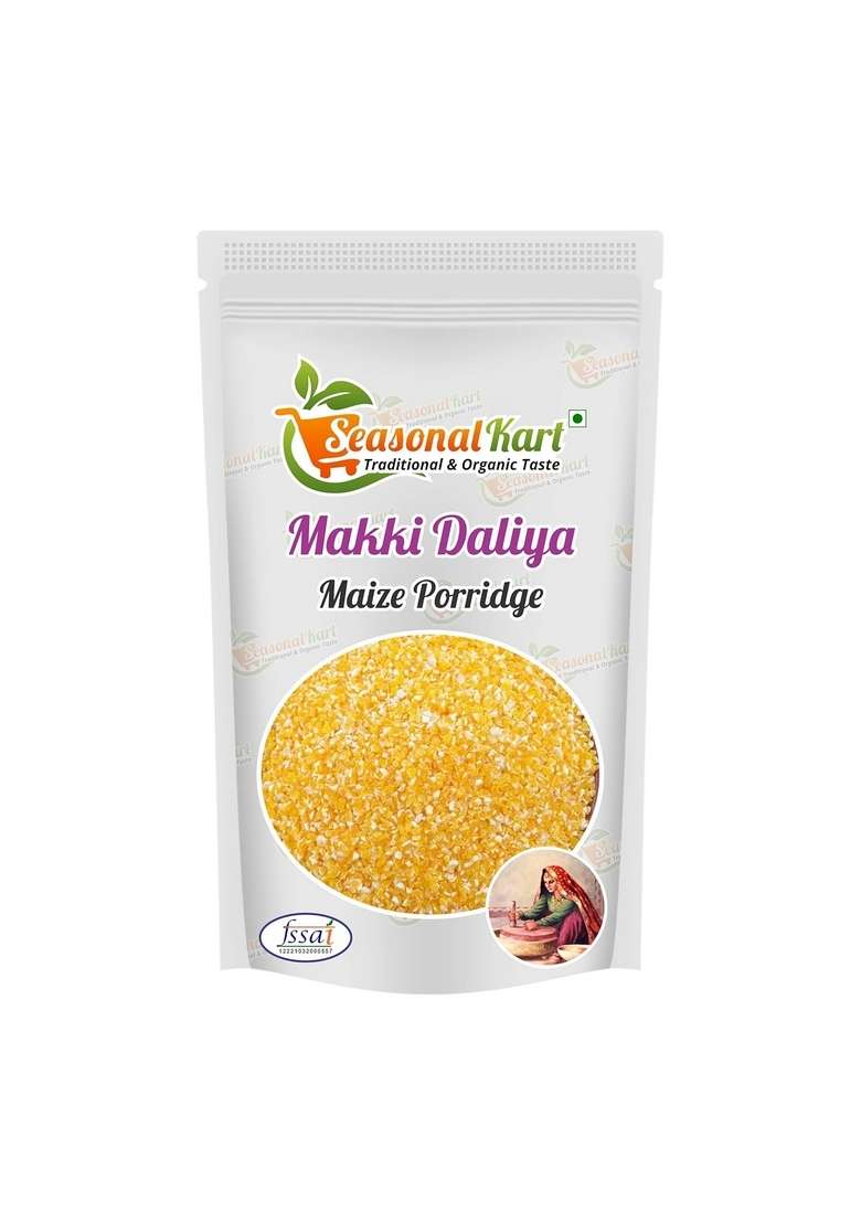 Seasonalkart Combo Pack Of Makki Daliya/Makai Ka Daliya And Wheat Dalia 400 Grams Each |Total Weight 800 Grams | Healthy And Tasty Breakfast| Cereal For Breakfast | Naturally Gluten-Free| - Indya
