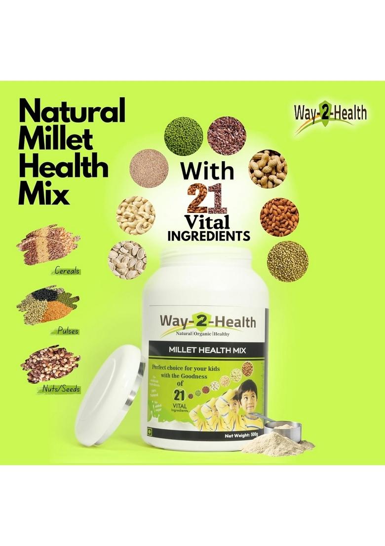Way 2 Health Millet Health Mix | Multi Millet Health Drink | Millets, Cereals, Pulses | Sugar-Free And 100% Natural