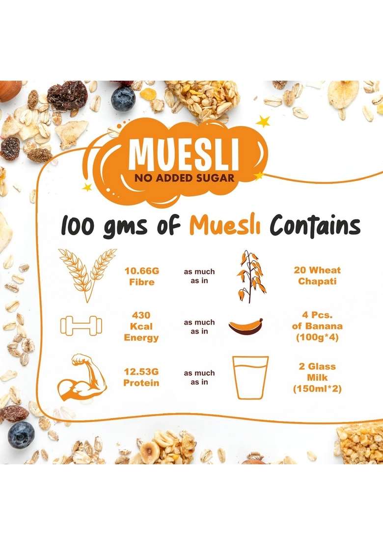 Cookgarden No Added Sugar Muesli 400G & Oats Pasta 300G | Healthy Protein Food & Breakfast Cereal - Indya