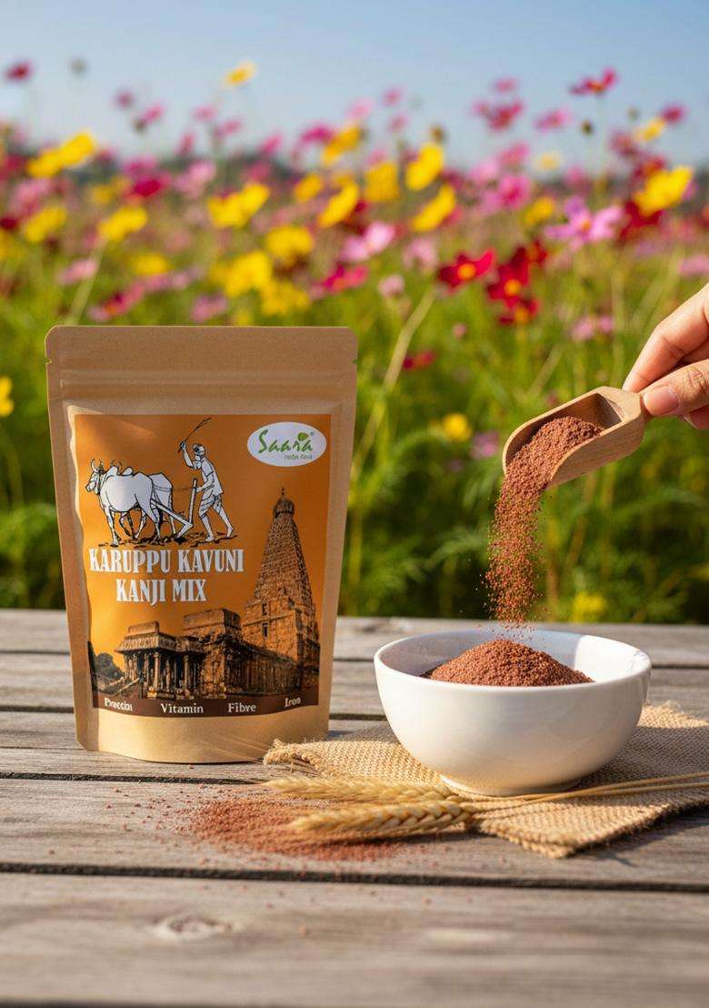 Vs Products Karuppu Kavuni Kanji Mix, 450G, Black Kavuni Porridge Mix, Fibre And Protein Rich Healthy Mix, 450G - Indya