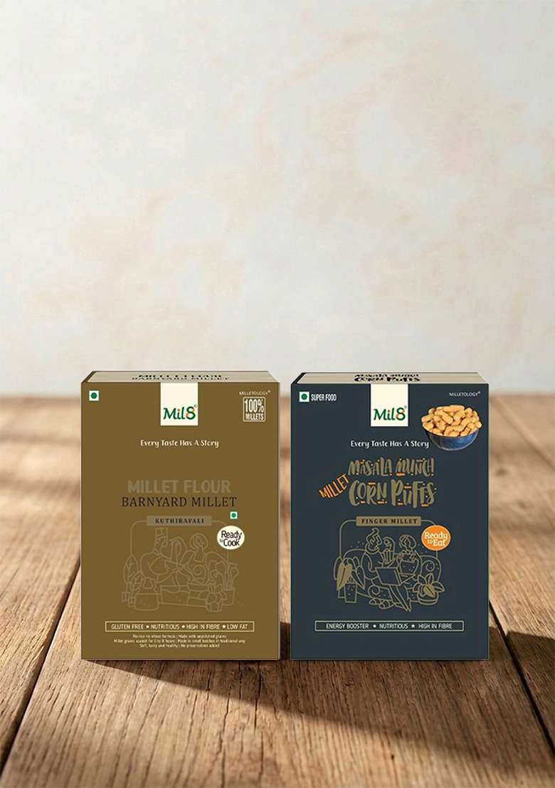 Mil8 Flour Barnyard & Corn Puffs Masala Combo (300Gram-30Gram) Nutritious, Delicious And Healthy Breakfast Solution - Indya