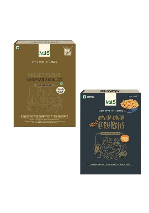 Mil8 Flour Barnyard & Corn Puffs Masala Combo (300Gram-30Gram) Nutritious, Delicious And Healthy Breakfast Solution