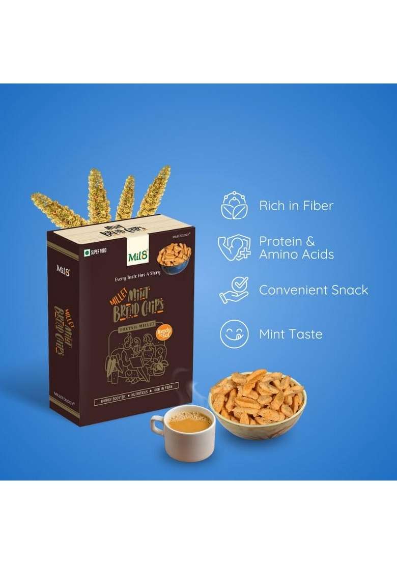 Mil8 Bread Chips Mint & Dosamix Barnyard Millet Combo (40Gram-300Gram) Nutritious, Delicious And Healthy Breakfast Solution - Indya