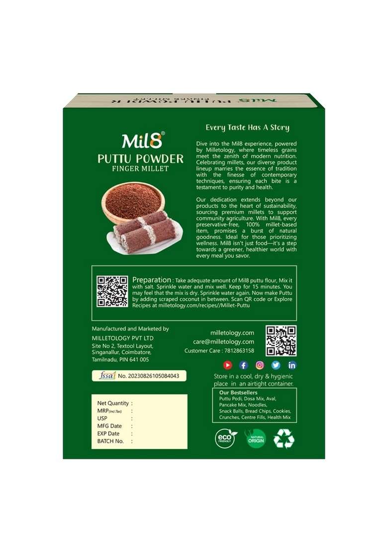 Mil8 Puttu Powder Finger & Flour Sorghum Millet Combo (300Gram-300Gram) Nutritious, Delicious And Healthy Breakfast Solution - Indya