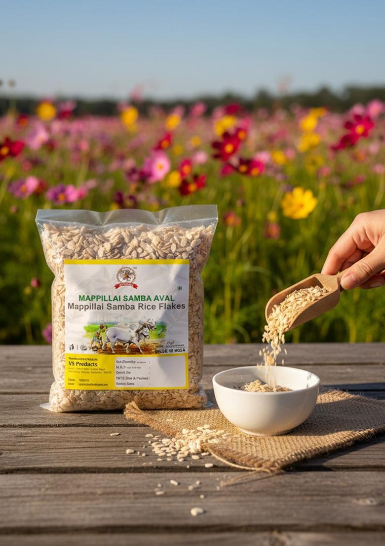 Vs Products Mappillai Samba Rice Flakes 450G, Mappillai Samba Aval (Poha) Rice Flakes For Breakfast | Cereal Flakes, 450G