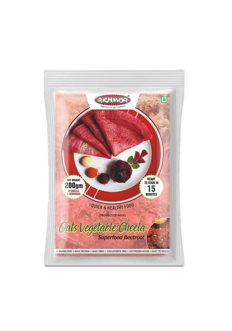 Richmor Protein Beetroot Oats Chilla Mix | Plant Based | Nutritious | High Fiber | No Palm Oil | No Trans-Fat | Ready To Cook | Quick And Healthy Food- 200G Pack