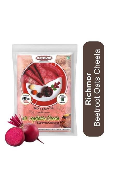 Richmor Protein Beetroot Oats Chilla Mix | Plant Based | Nutritious | High Fiber | No Palm Oil | No Trans-Fat | Ready To Cook | Quick And Healthy Food- 200G Pack