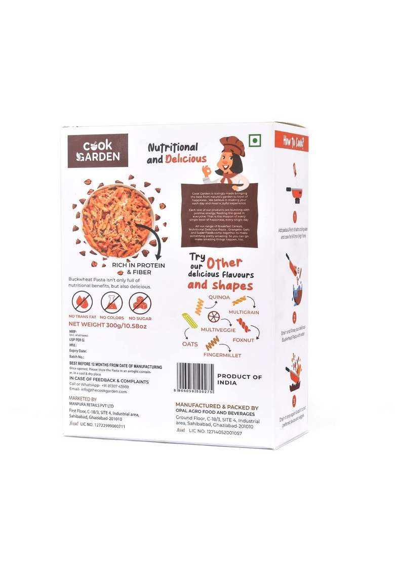 Cookgarden Instant Oats 500G & Buckeheat Pasta 300G | Wholegrain Breakfast | High Protein And Fibre Combo | Box - Indya